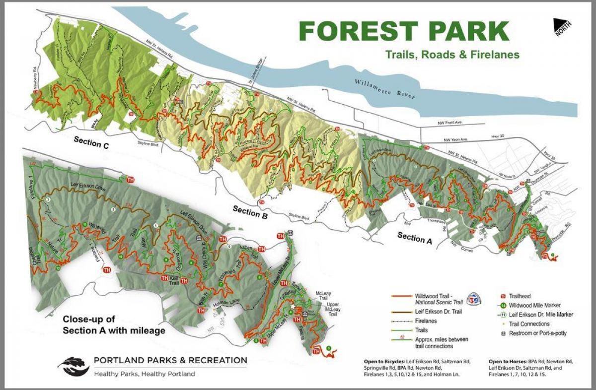 Park šuma Portland трэйл karti