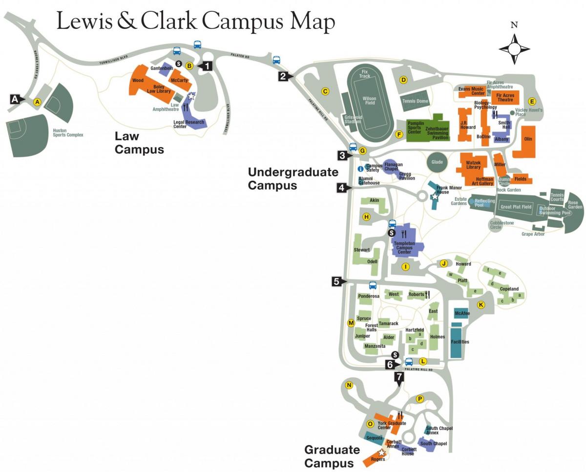 karta koledž Lewis i Clark