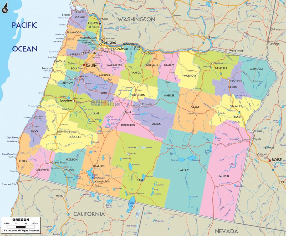 Portland županije Oregon karti