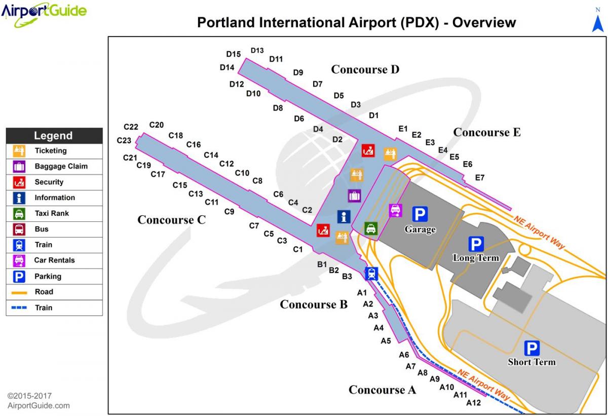 kartu zračne luke Portland