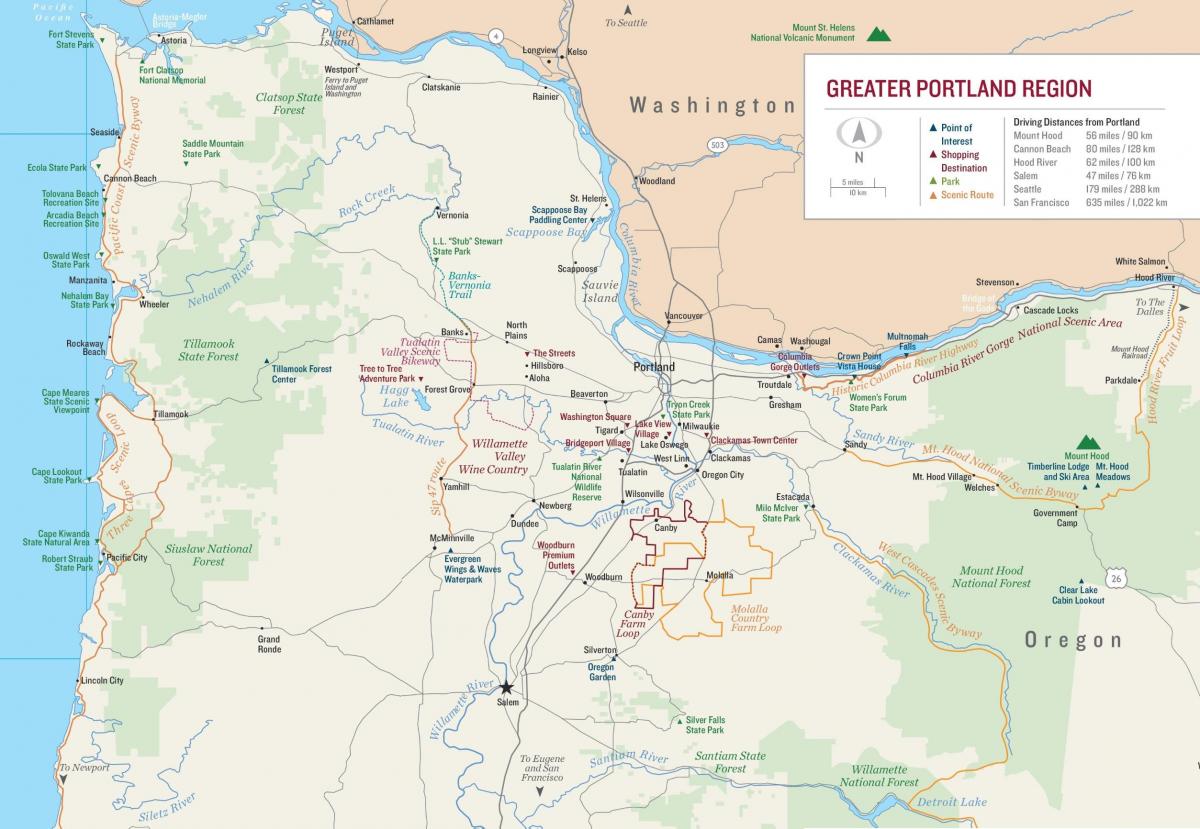 karta Portland Oregon