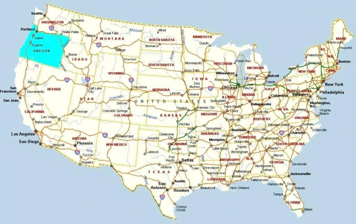 Portland Oregon na karti SAD-u