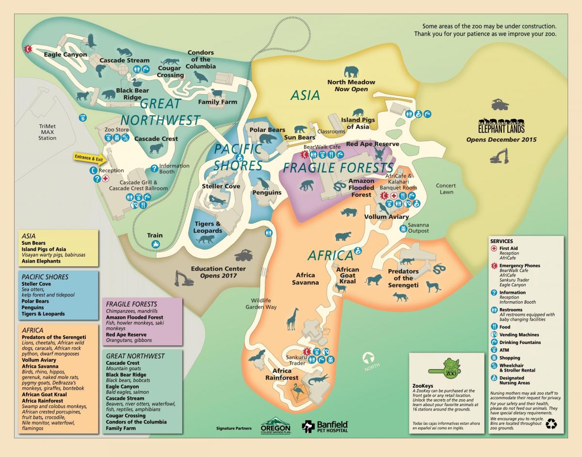 karta zoološki vrt Oregon